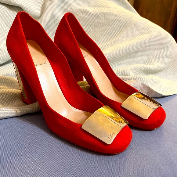 100% authentic DIOR red heels with mirror accents